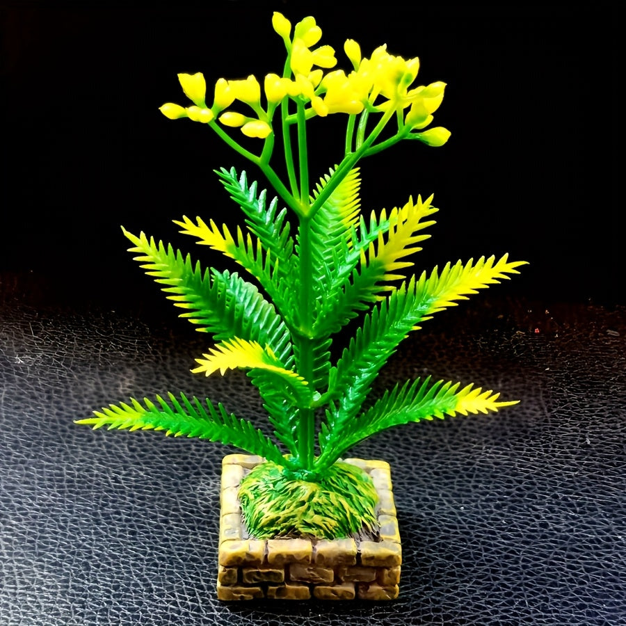 2Pcs Mini Artificial Flower Trees Car Dashboard Decorations Plastic Stone Base
