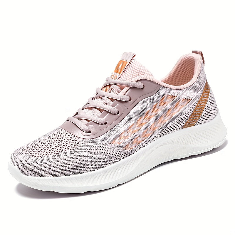 Women's Lightweight Mesh Running Sneakers White Purple Casual Low-Top