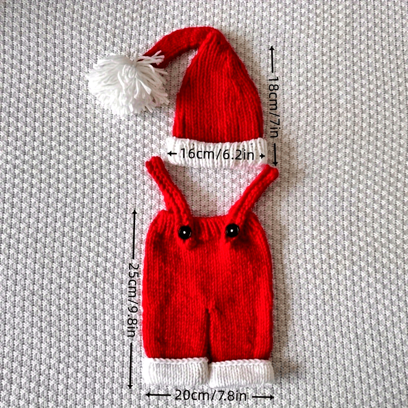 Baby Christmas Crochet Outfit for Newborns Santa Hat and Pants Set Infant Holiday Costume