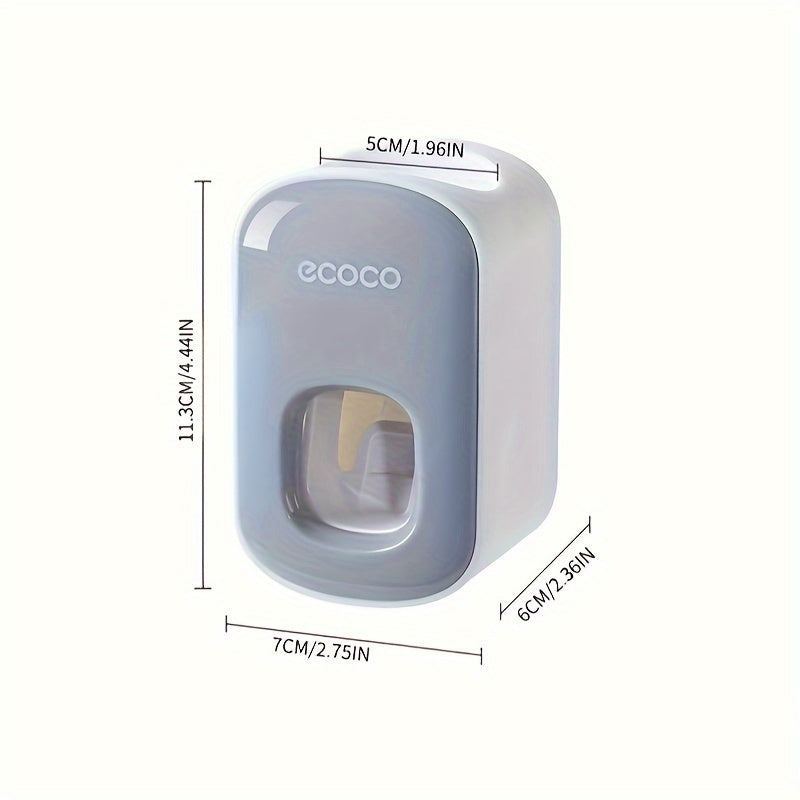 Automatic Toothpaste Dispenser Wall-Mounted Toothbrush Holder No-Drill Squeezer