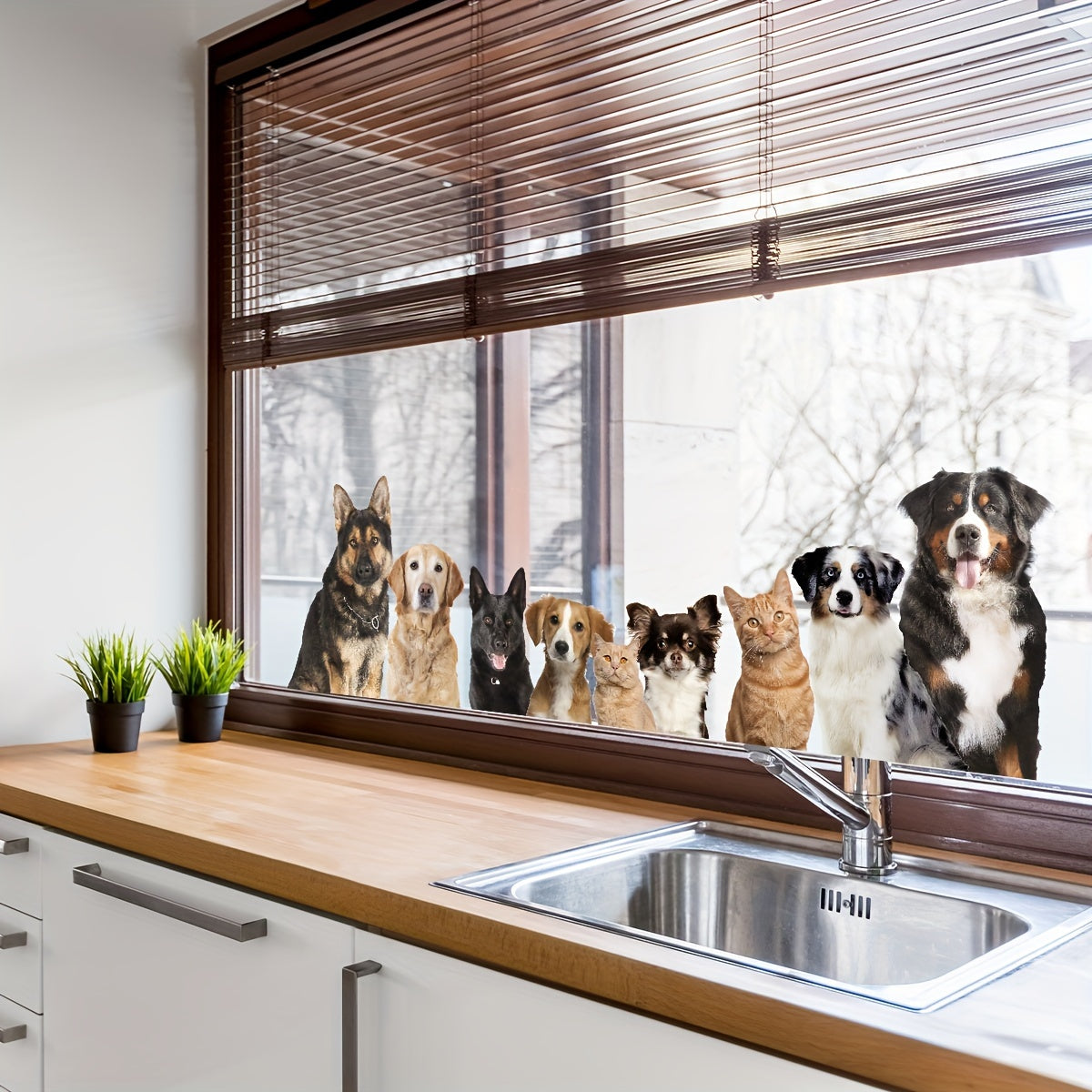 Cute Puppy Window Cling 30.48cm x 40.64cm Reusable Electrostatic Decal for Home Office