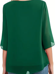 Plus Size Women's Chiffon Blouse Lightweight Short Sleeve Casual Formal Top