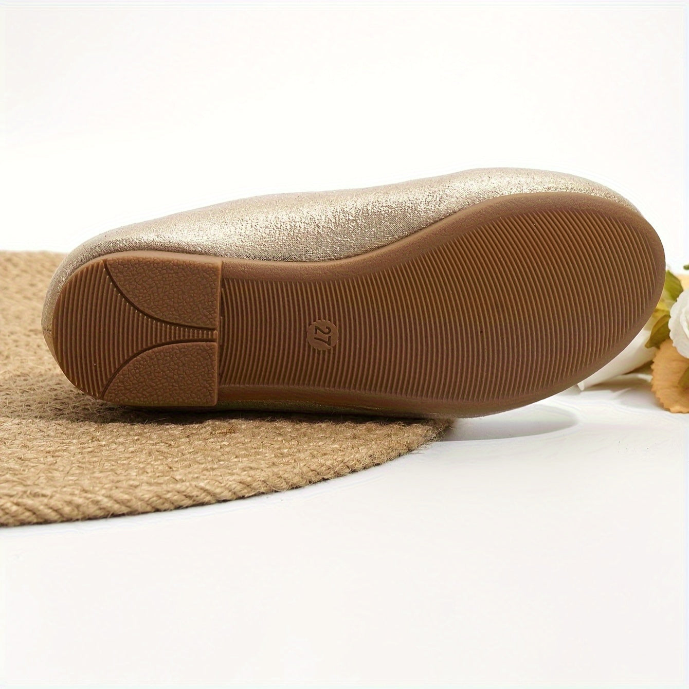 Girls Flat Shoes 2023 Glitter Ankle Strap Non Slip All-Season Ballet Shoes