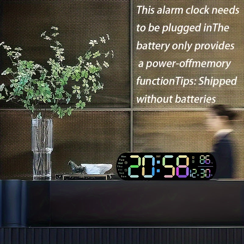 Digital Wall Clock with Remote Control 13.7 Inch Large LED Display Dual Alarms Auto Dimmable Night Light