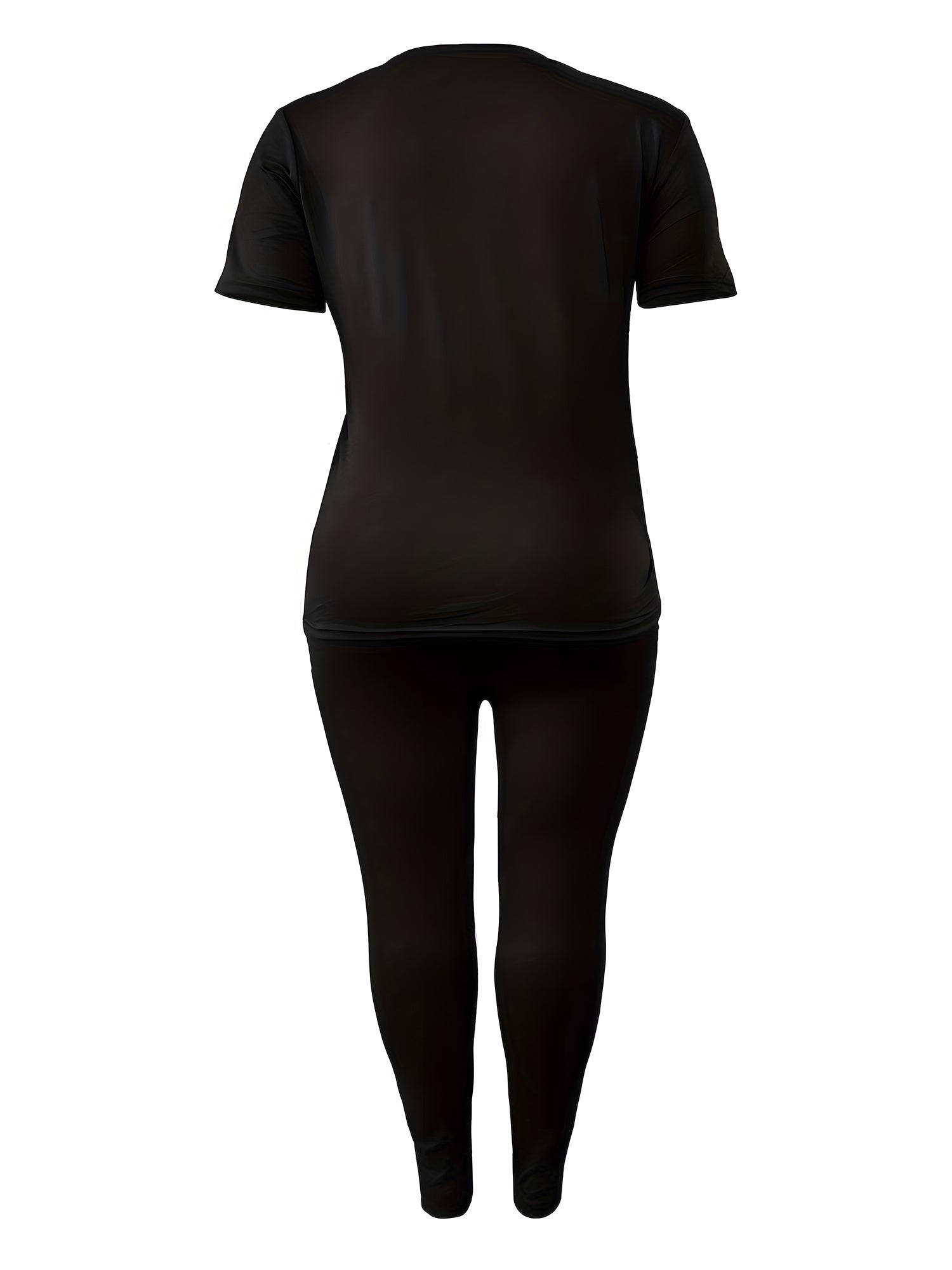 Women's Sports Short Sleeve Suit Crown Print 2pcs Set Elastic Casual