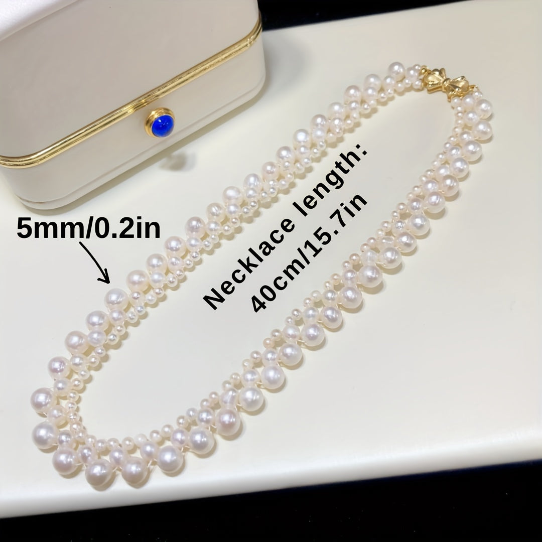 Freshwater Pearl Layered Necklace for Women Elegant Jewelry for Weddings Birthdays Valentine’s Day