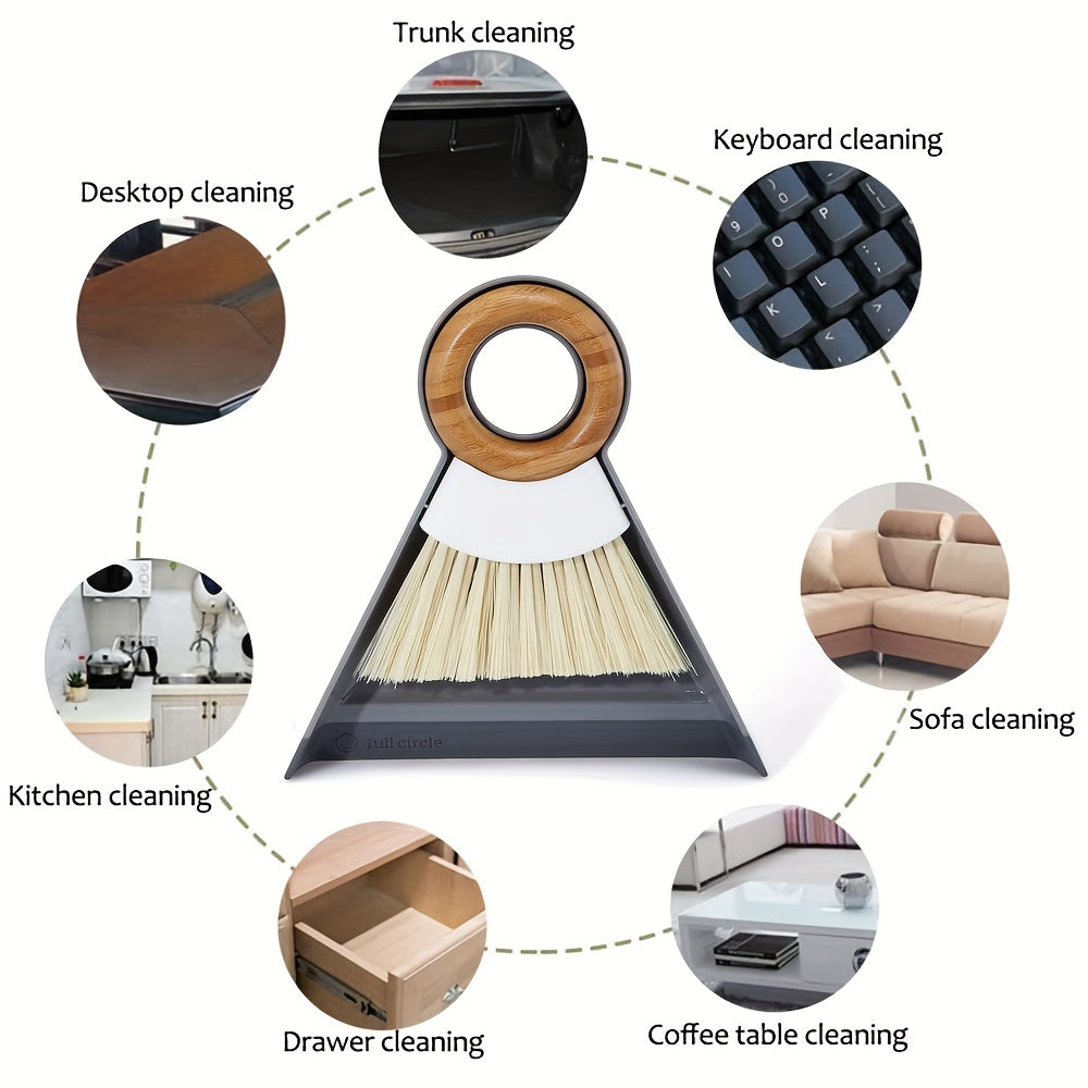 Mini Desktop Broom Duster Set with Wooden Handle for Keyboard Windows and Pet Waste