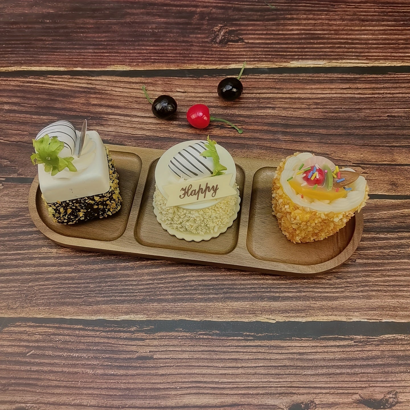 Acacia Wood Serving Tray for Entertaining Snacks and Treats in Kitchen