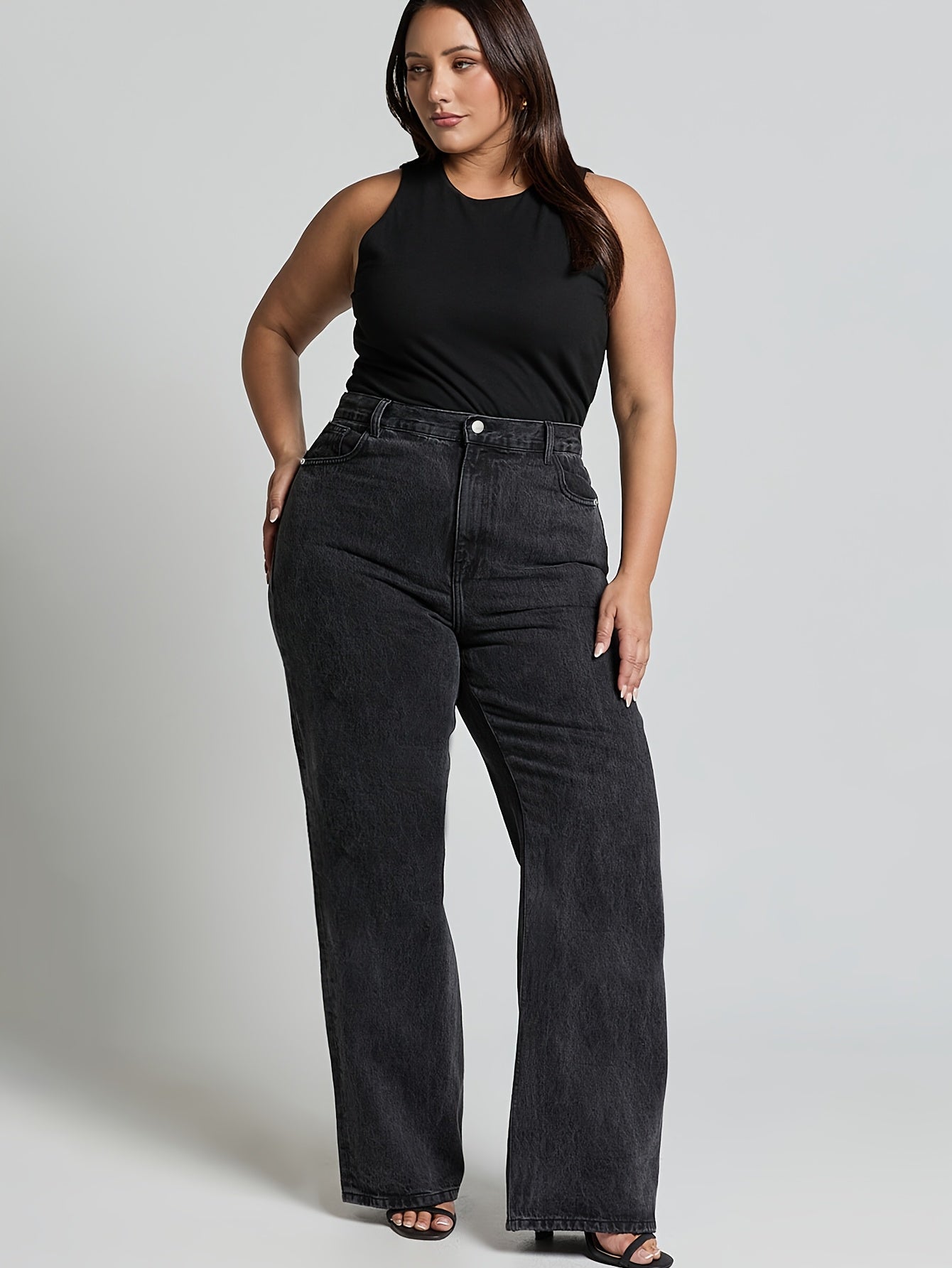 Women's Plus Size Non-Stretch Jeans - Structured Leg Pants with H-Line Fit