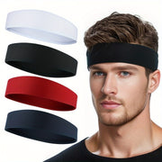 Pack of 4 Sweat-Absorbing Cotton and Elastic Sports Headbands for Men and Women