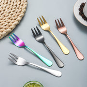 Set of 4 Stainless Steel Dessert Forks for Fruit Cake Snacks and Salad