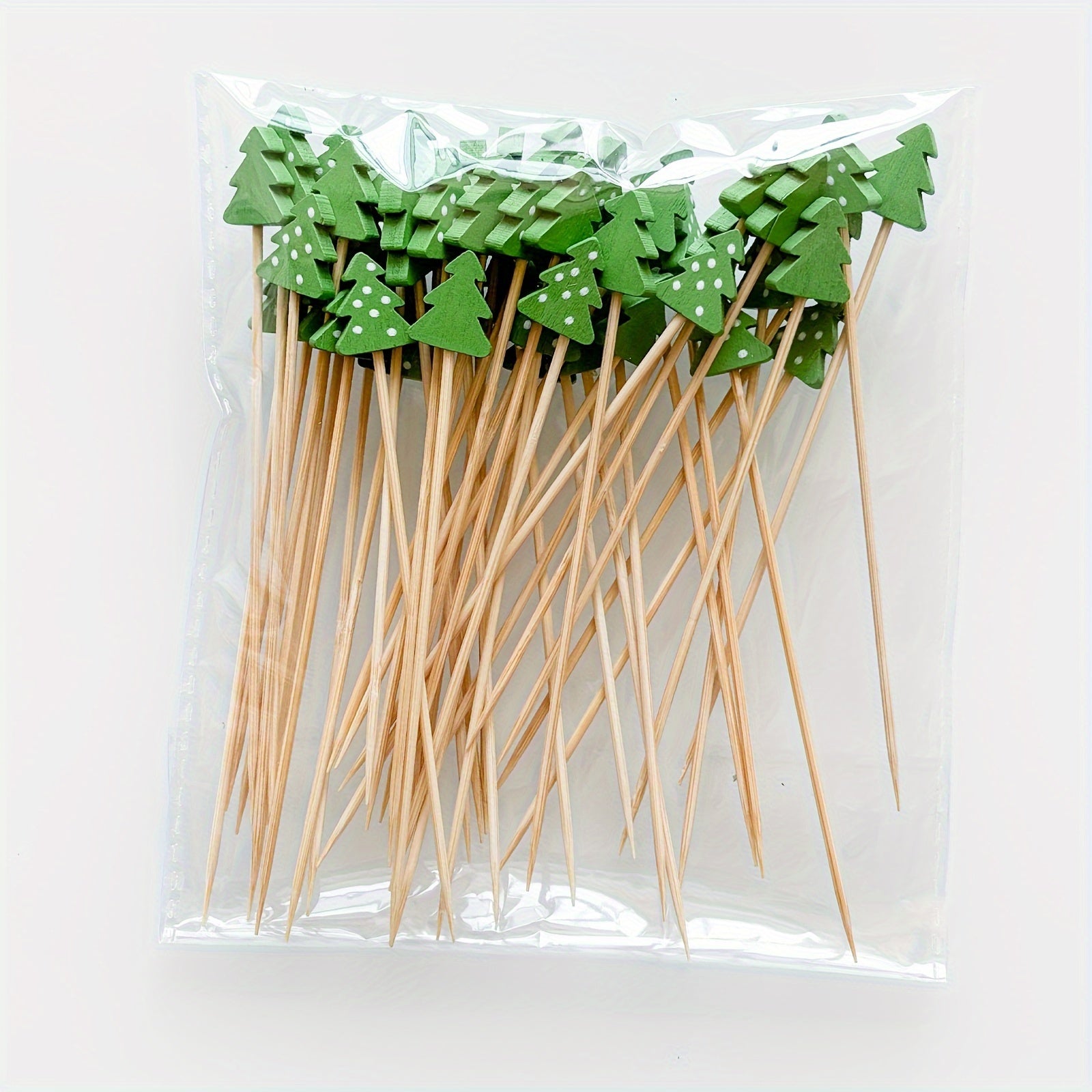 Festive Christmas Tree Bamboo Cocktail Picks for Holiday Parties and Appetizers