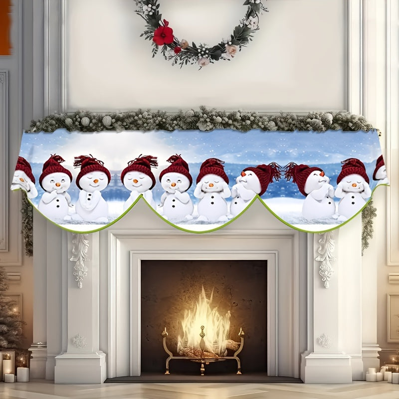 Christmas Snowman Fireplace Cover Polyester Cape Scarf 49.78cmx78.7cm Indoor Decor
