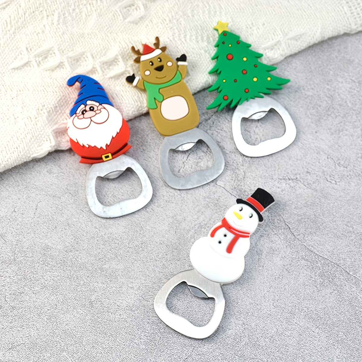 Festive Stainless Steel Christmas Bottle Openers with Santa Reindeer Tree Eagle Designs for Kitchen and Party