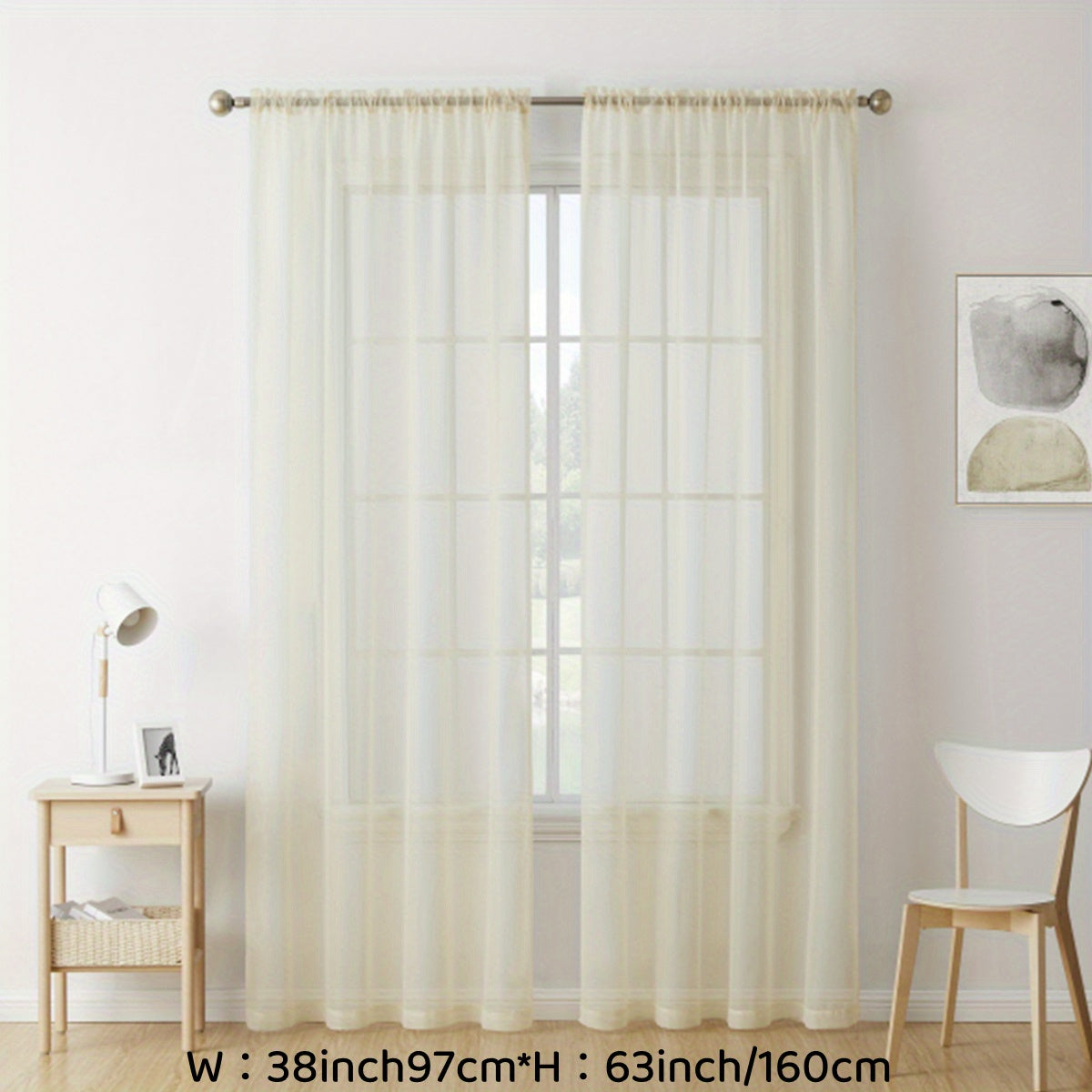 Sheer Voile Curtain Panels for Living Room Bedroom Kitchen Semi-Transparent Polyester