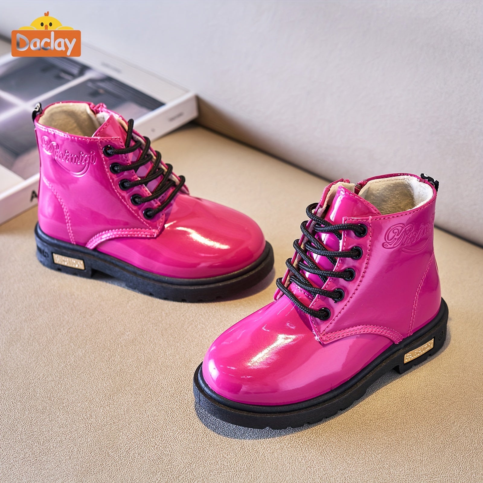 Kids Ankle High Boots Geometric Pattern All-Season Lace-Up Western Style Fabric Lining