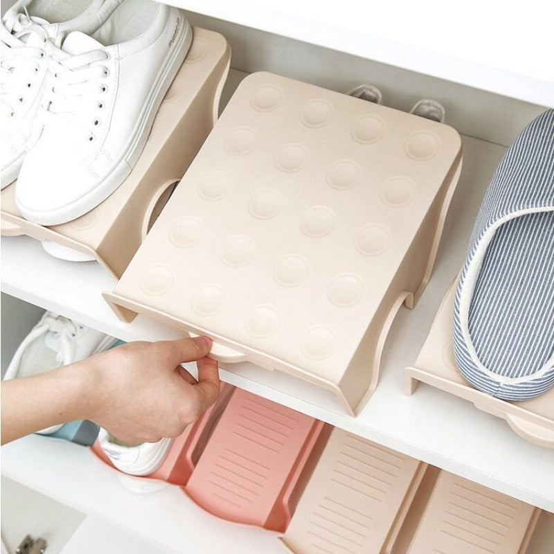 Organizador de armario para zapatos de doble capa de plástico, duradero y que ahorra espacio