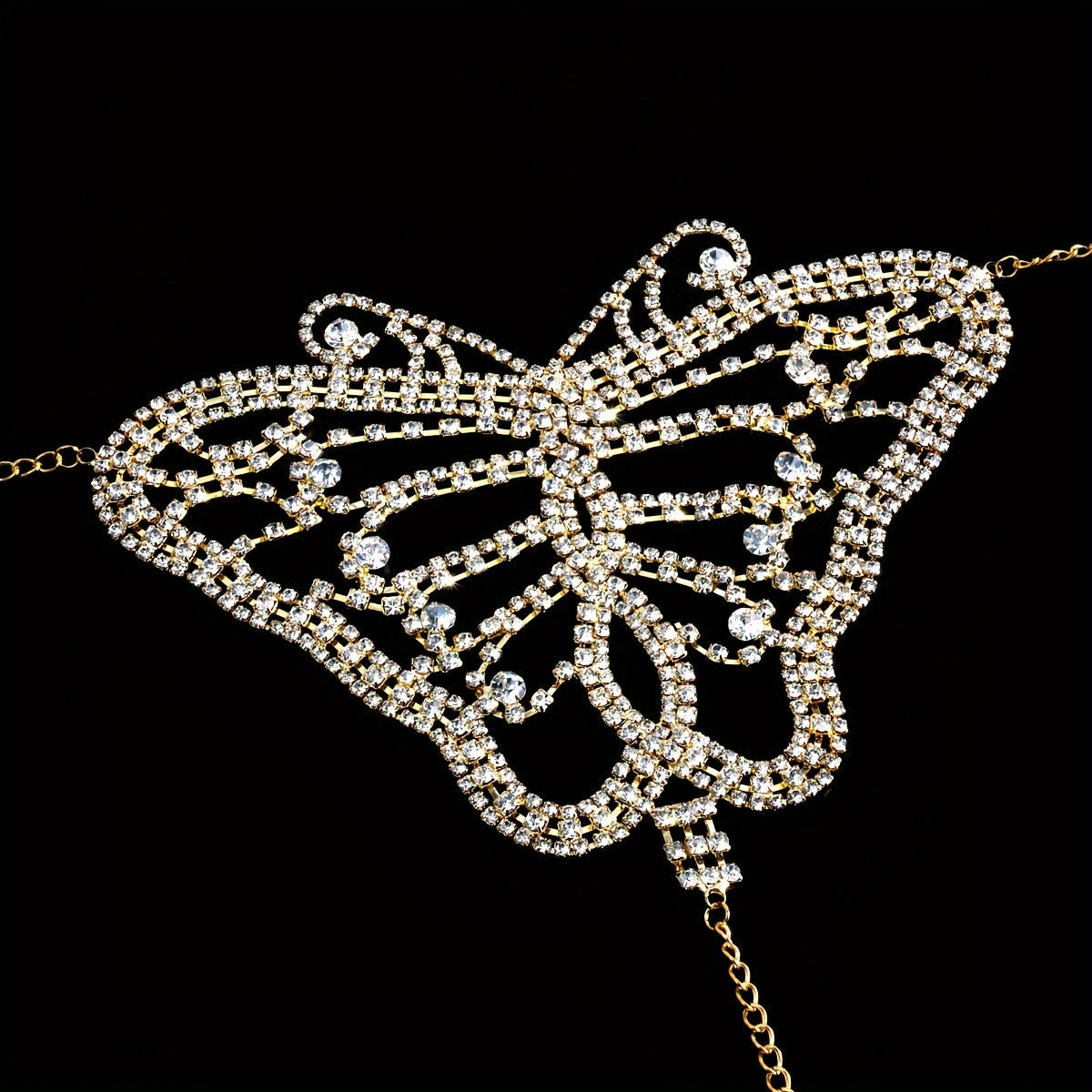 Women's Rhinestone Embellished Bikini Thong Body Chain Set, 4-Piece Collection