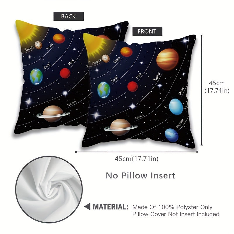 Double-Sided Solar System Throw Pillow Cover 45cm Woven Decorative Cushion Case for Home