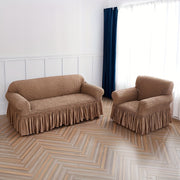 Beige Elastic Sofa Cover Fits All Sizes Machine Washable Living Room
