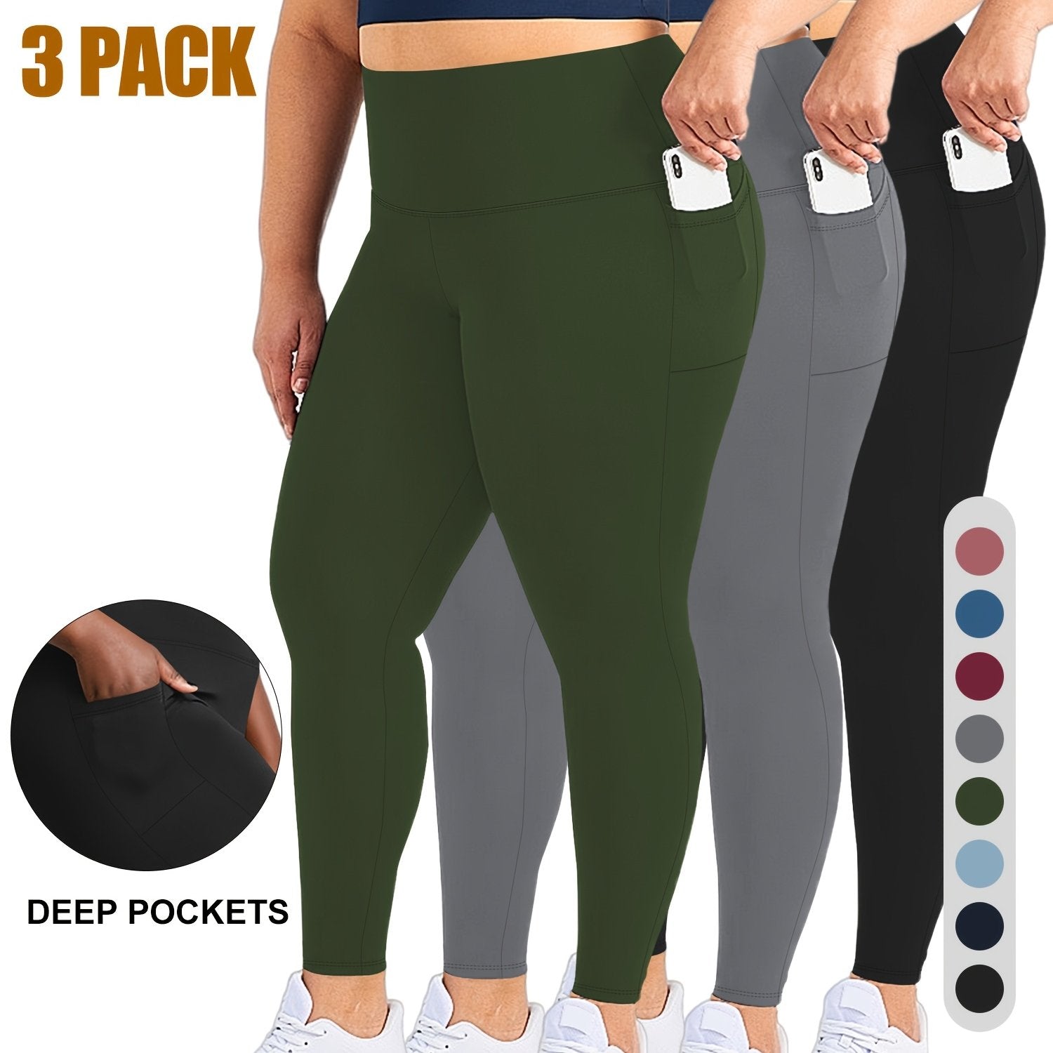 Plus Size Women’s Leggings High Waist Tummy Control Soft Yoga Pants for Workout