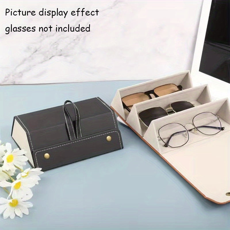 Portable Glasses Storage Box Eyewear Organizer with 3/5 Slots PU Leather Travel Case