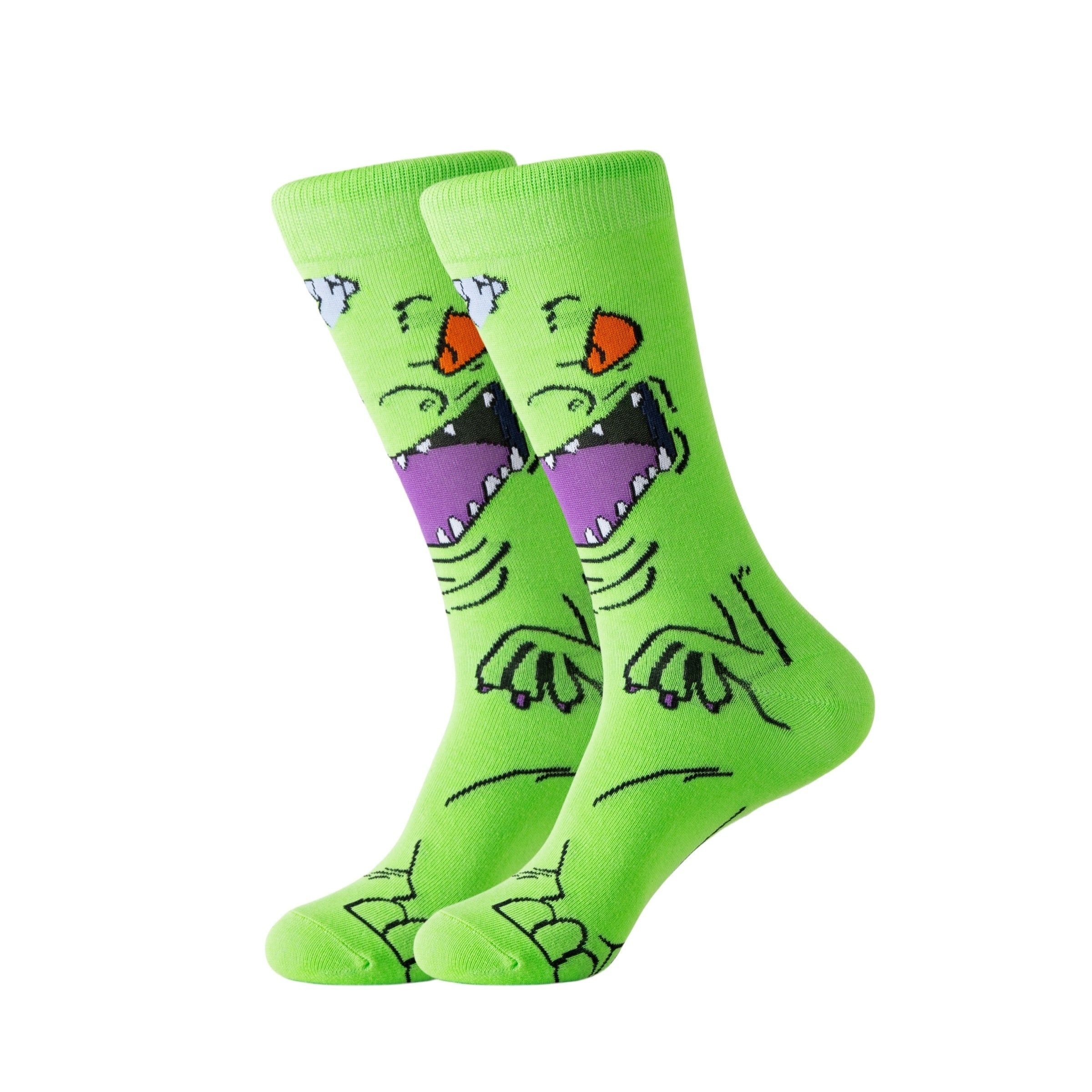 Men's Cartoon Crew Socks Breathable Soft Elastic Spring Summer Pack of 5