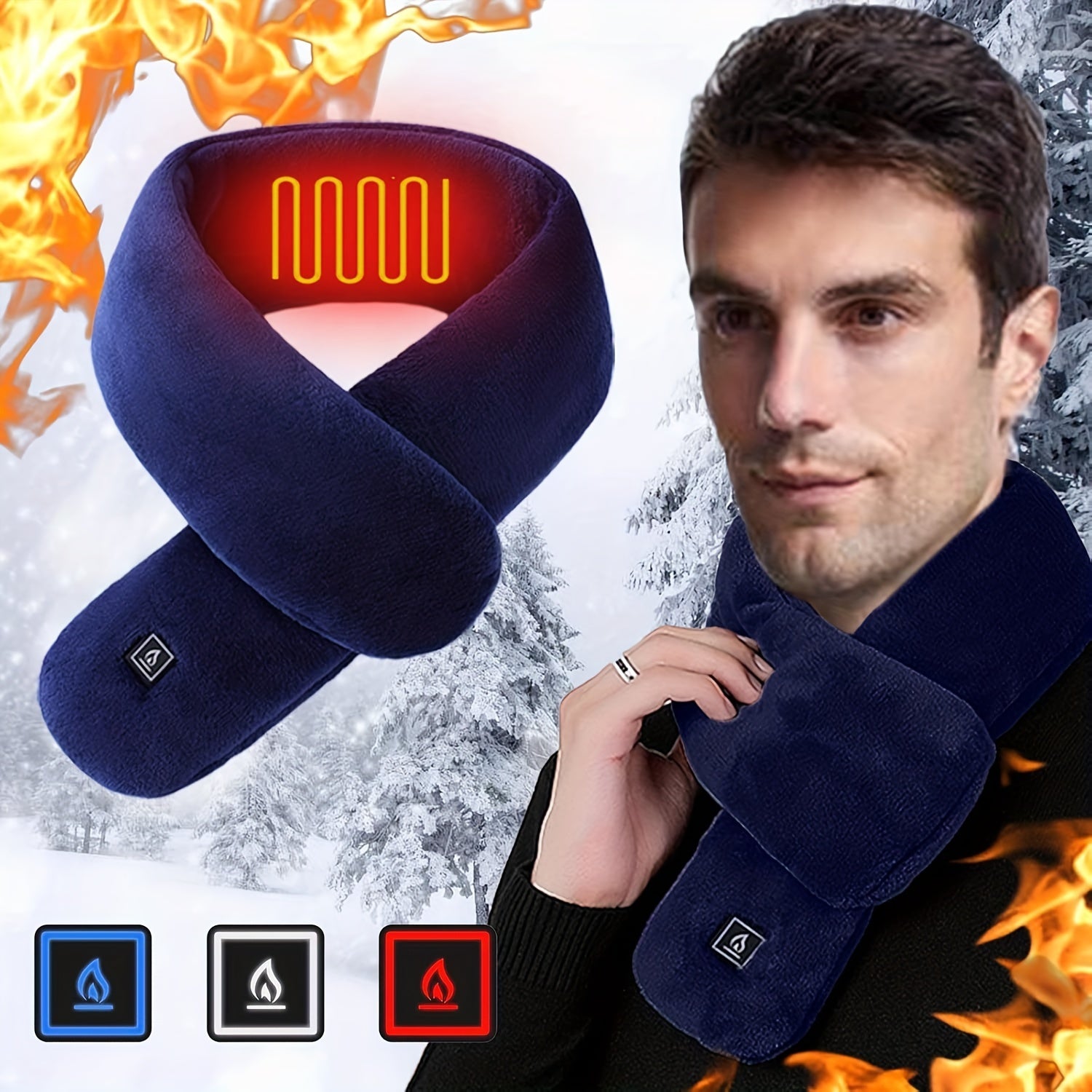 Uniseks Qizil Isitgichli Sharf, 3 darajali harorat nazorati va yuviladigan bo‘ynini isituvchi