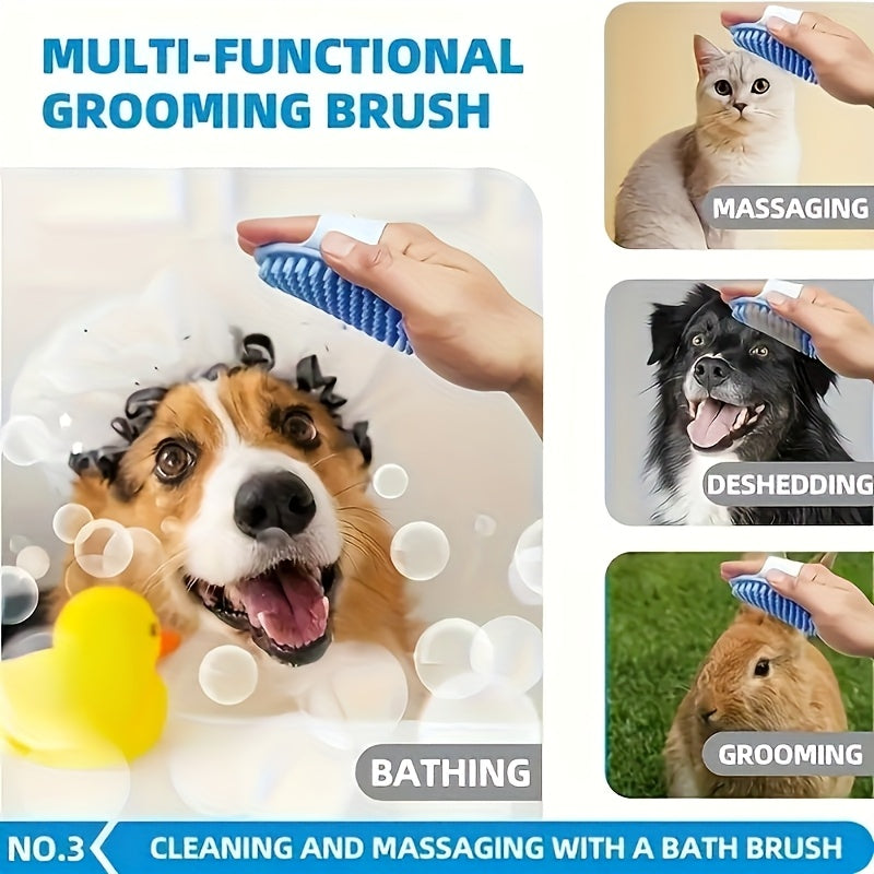 Dog Grooming Kit 6-Piece Silicone Bath Brush Microfiber Towel Shedding Tool for Pets