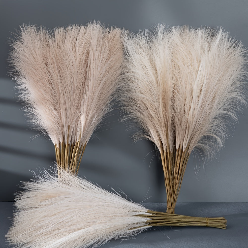 15pcs Faux Pampas Grass Bundle 55.88cm Cream Light Brown for Home Decor Living Room Vase Display