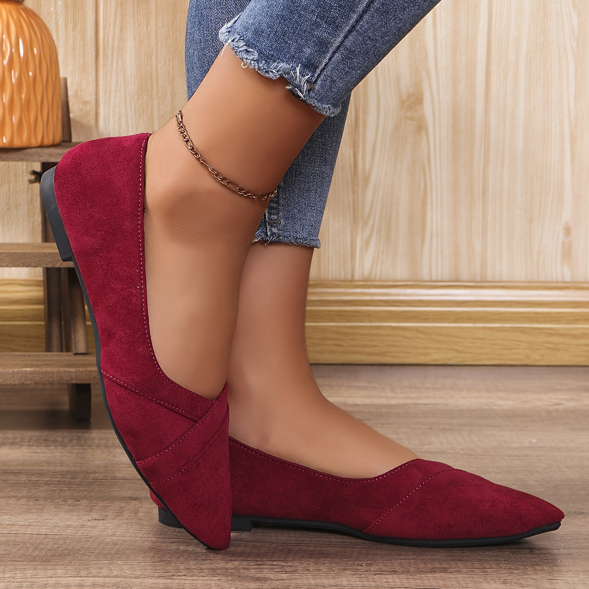 Women's Flat Shoes Slip-On Pointed Toe Lightweight Solid Color All-Season Mary-Jane