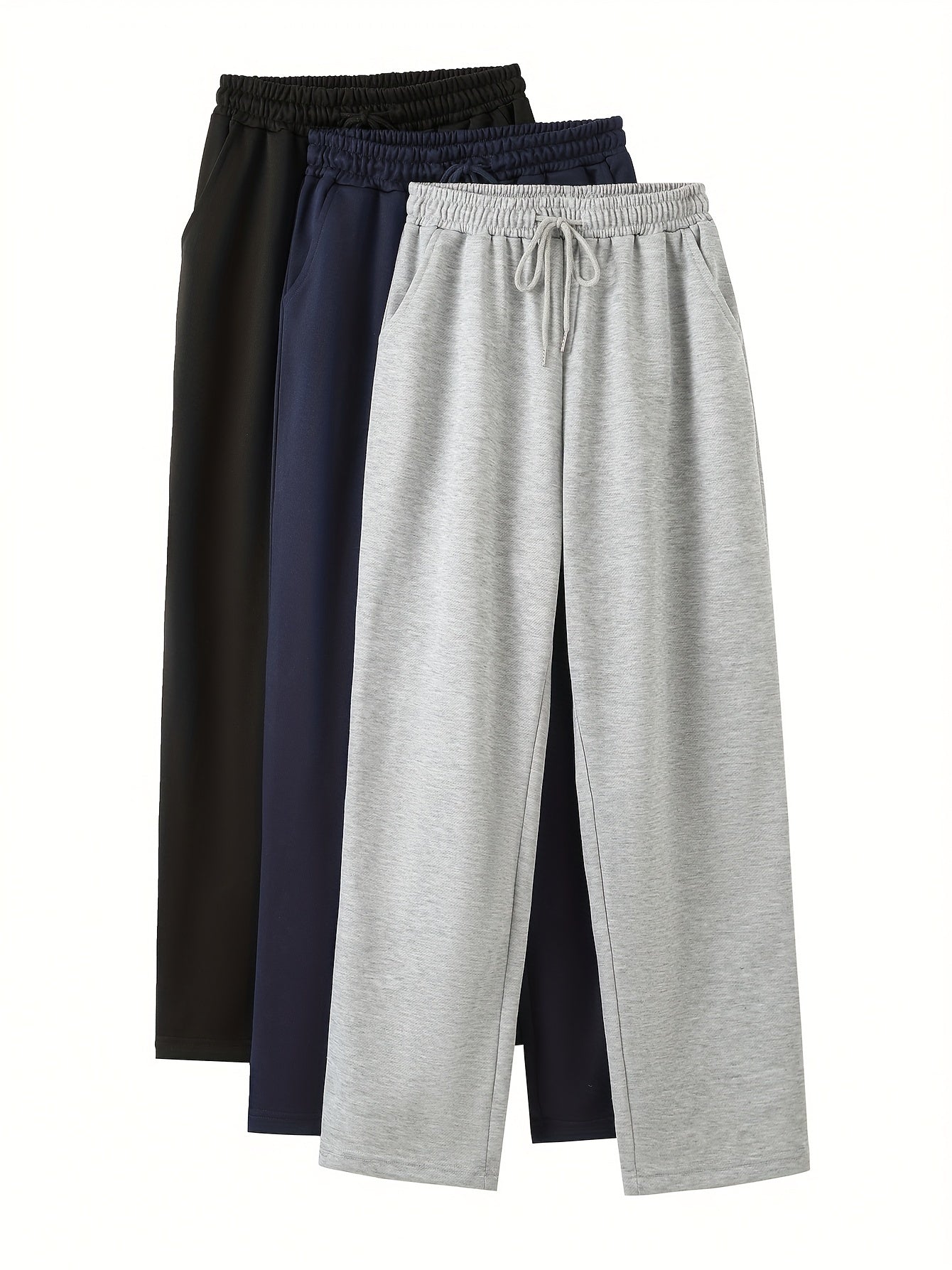 Women's Casual Joggers with Drawstring High Waist Pockets Solid Knit Fabric Spring Fall