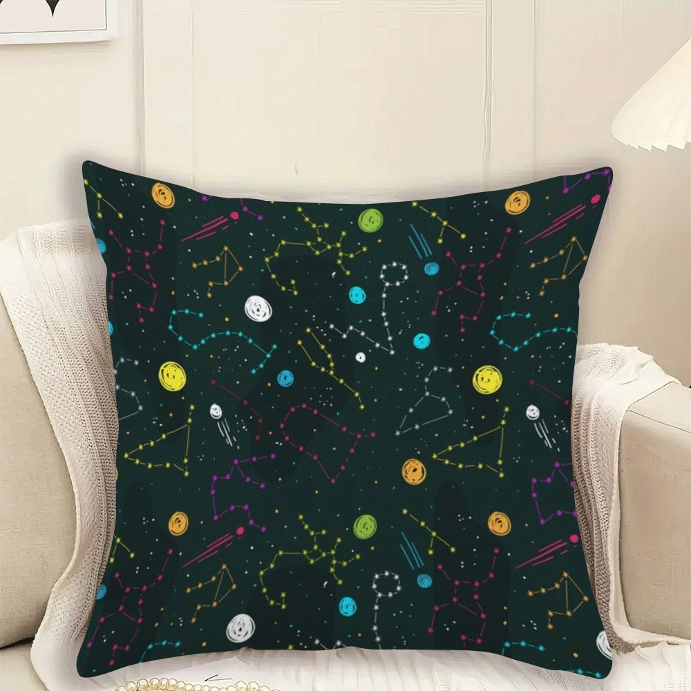 Zodiac Fleece Pillow Cover 45.72x45.72 cm Soft Washable Sofa Bedroom Outdoor