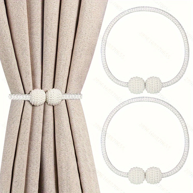 Set of 2 Magnetic Curtain Tiebacks Heavy Duty Rope Clips for Living Room and Office