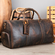 Men's Cowhide Duffel Bag for Business Trips and Gym Use Coffee