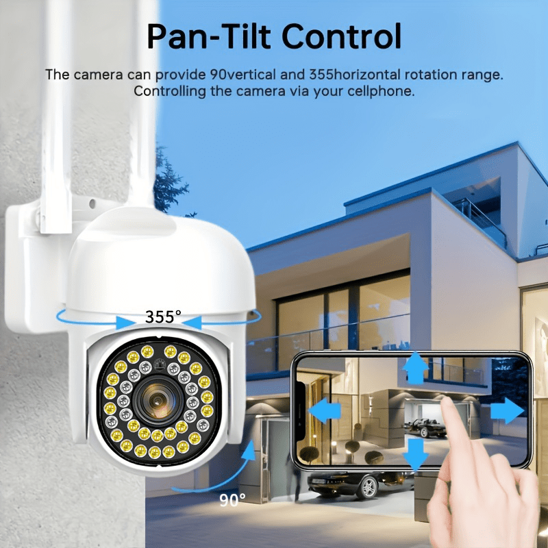 Outdoor WiFi Security Camera with 360° Panoramic View Night Vision Human Detection Two-Way Audio