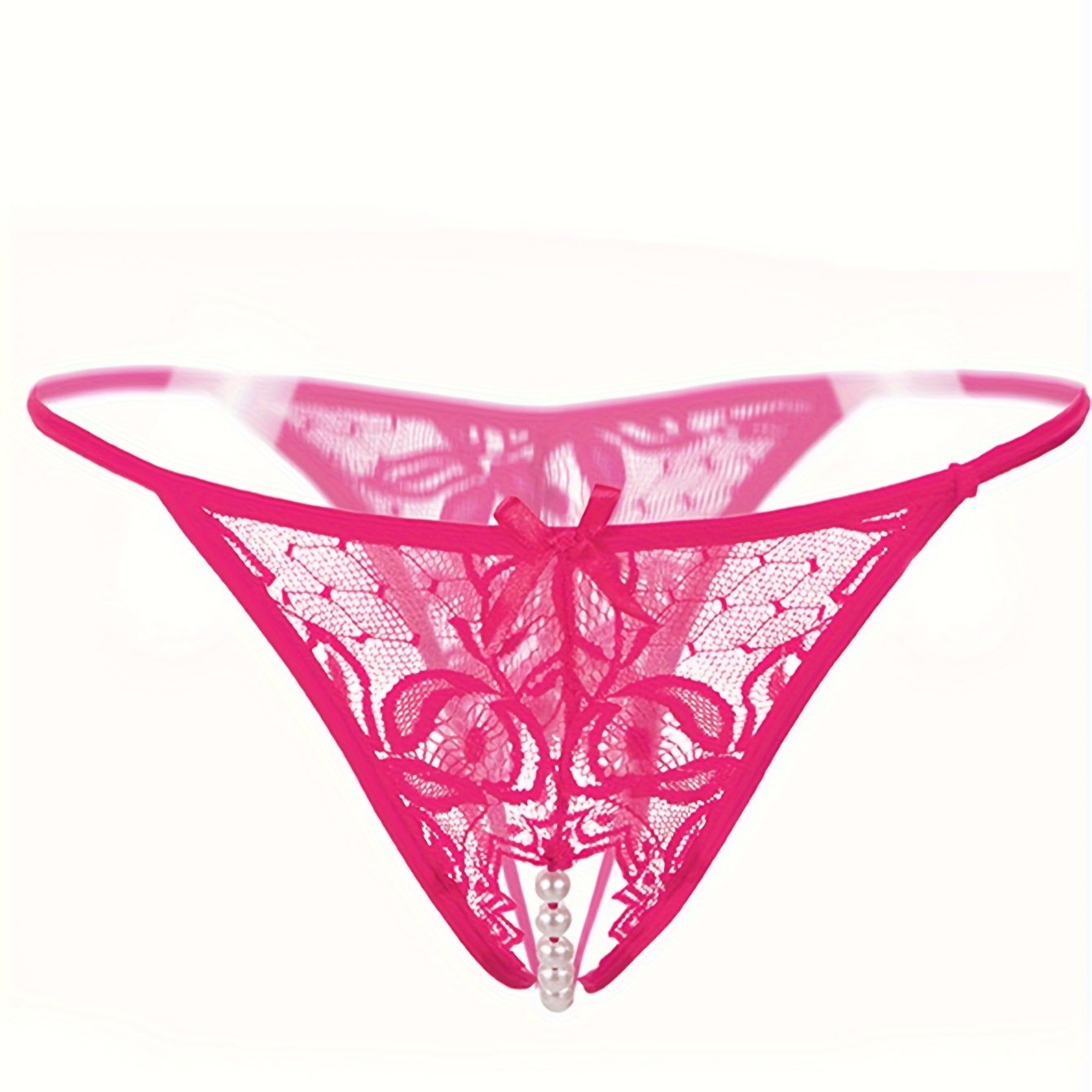 Lace G-String Thongs for Women Open Crotch Semi-Sheer Knit Fabric Adult Lingerie