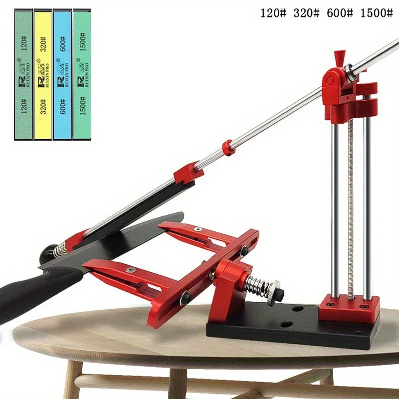 Reversible kitchen knife sharpener with diamond and ruby stones adjustable for home use