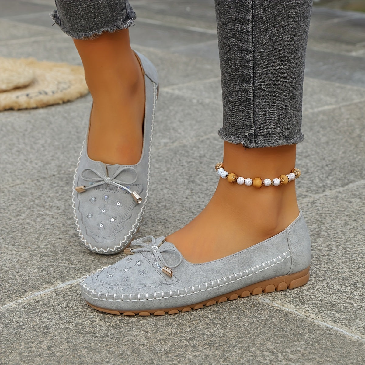 Women's Slip-On Loafers Soft PU Comfortable Breathable All-Season Black Grey Pink