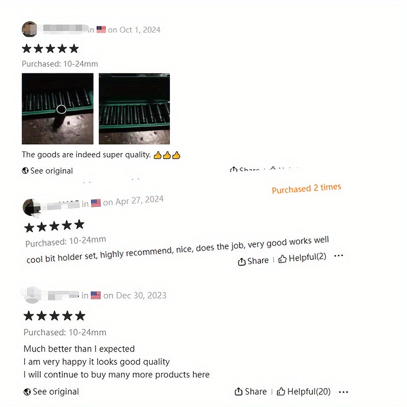 10Pcs Socket Head Set 10-24mm with Impact Wrench Adapter Heavy-Duty Carbon Steel