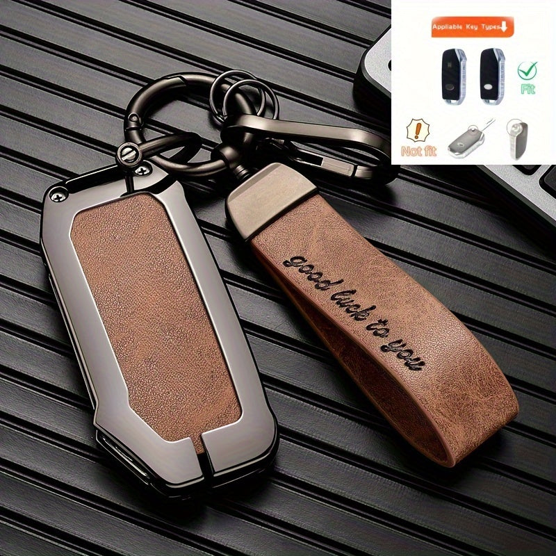 Universal Zinc Alloy Key Fob Cover with Lanyard for Car Key Protection