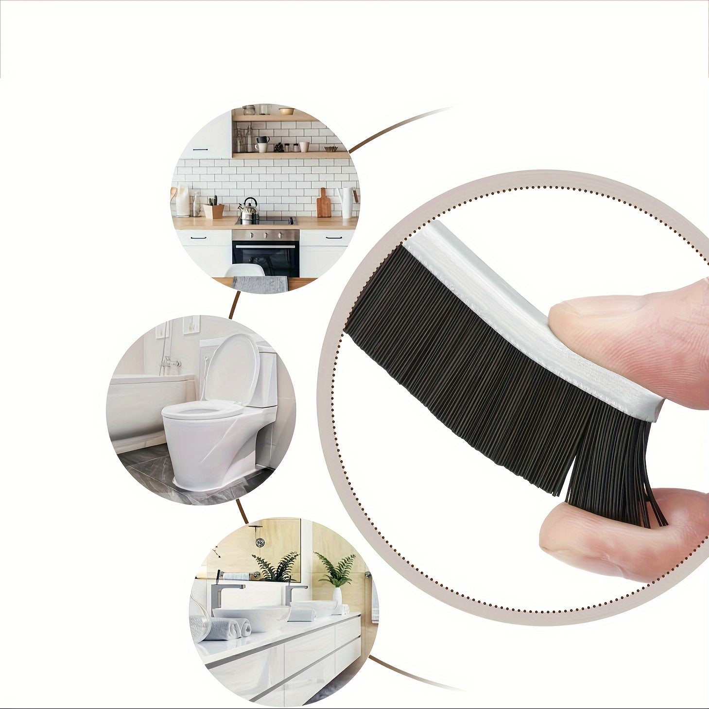 Juego de 3 cepillos de limpieza de hendiduras con cerdas duras y mangos ergonómicos para limpieza de baño y hogar