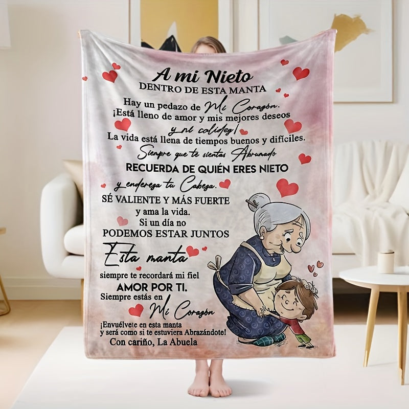 Spanish Message Plush Blanket for Son All-Season Hypoallergenic Flannel Throw Warm Gift