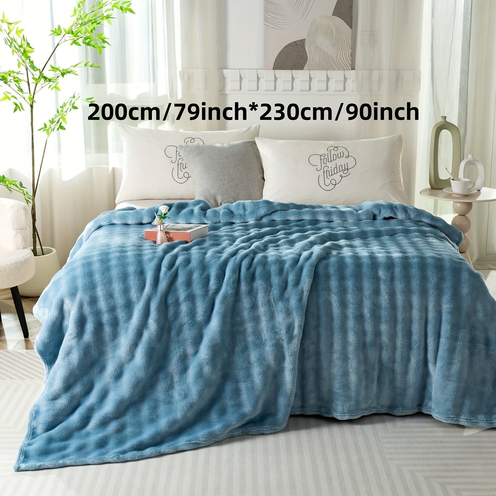 Hypoallergenic Polyester Bed Blanket Faux Rabbit Fur Plush Throw for Bedroom Sofa Travel
