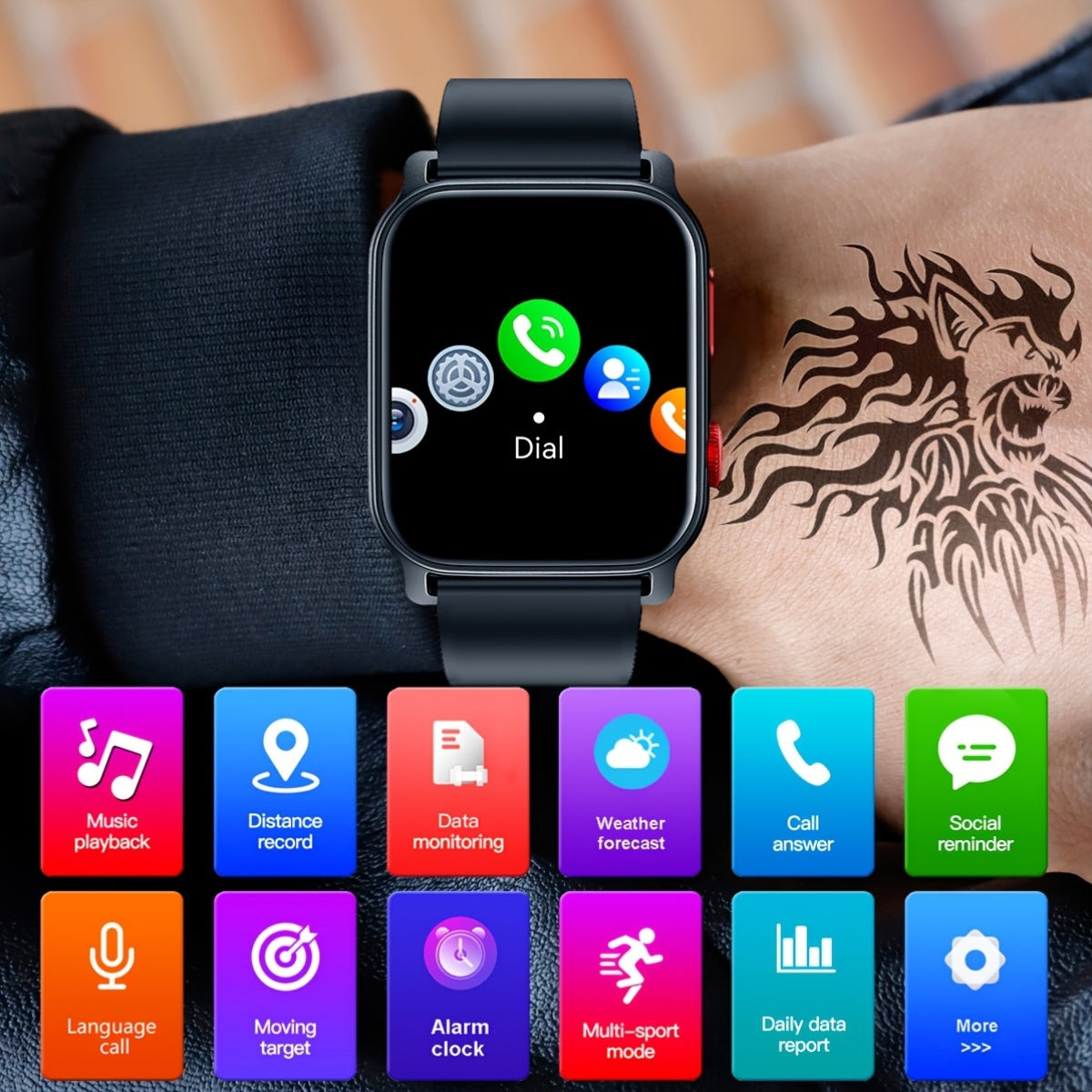 1 Умные часы с IPS-экраном 4,65 см, беспроводными вызовами и набором номера, встроенным светодиодным фонариком, аккумулятором с USB-зарядкой, более 100 спортивными режимами, силиконовым ремешком, для мужчин и женщин, совместимы с