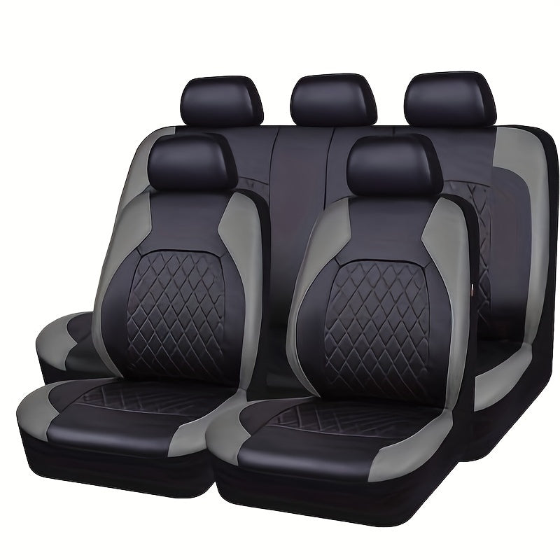 Luxury Leather Car Seat Covers 5-Piece Set with Headrest and Pet Cushions for SUVs and Trucks