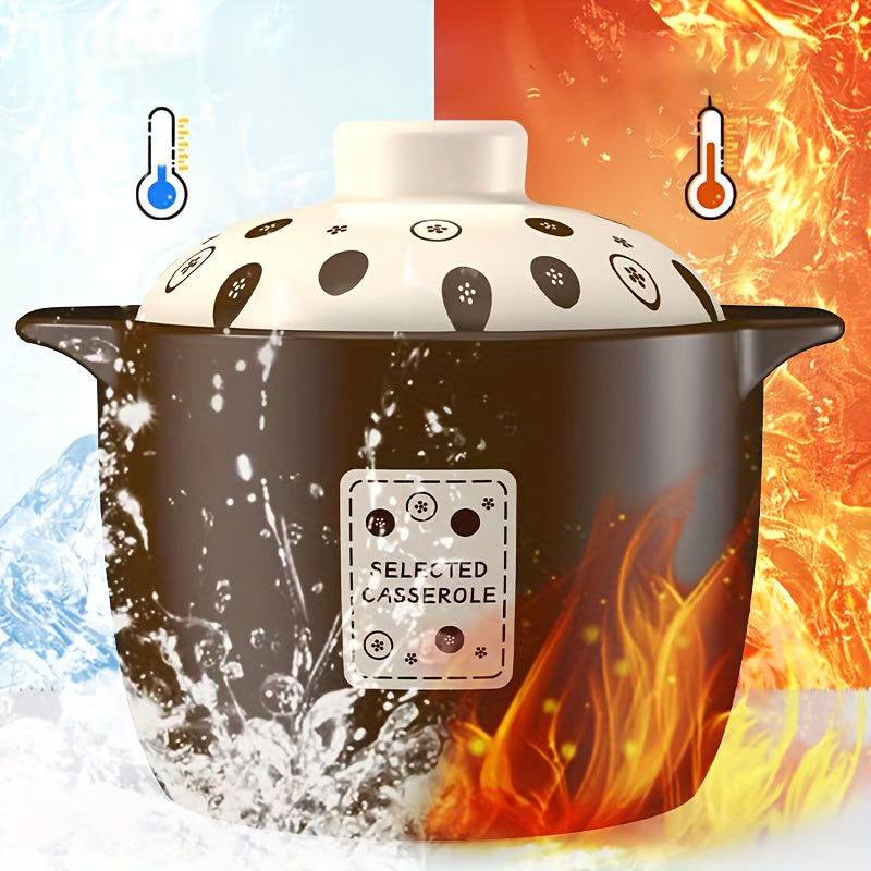 Qorong‘u jigarrang keramika stokpot 4600ml qalinlashtirilgan dizayn induksiya mos keladigan oshxona idishlari