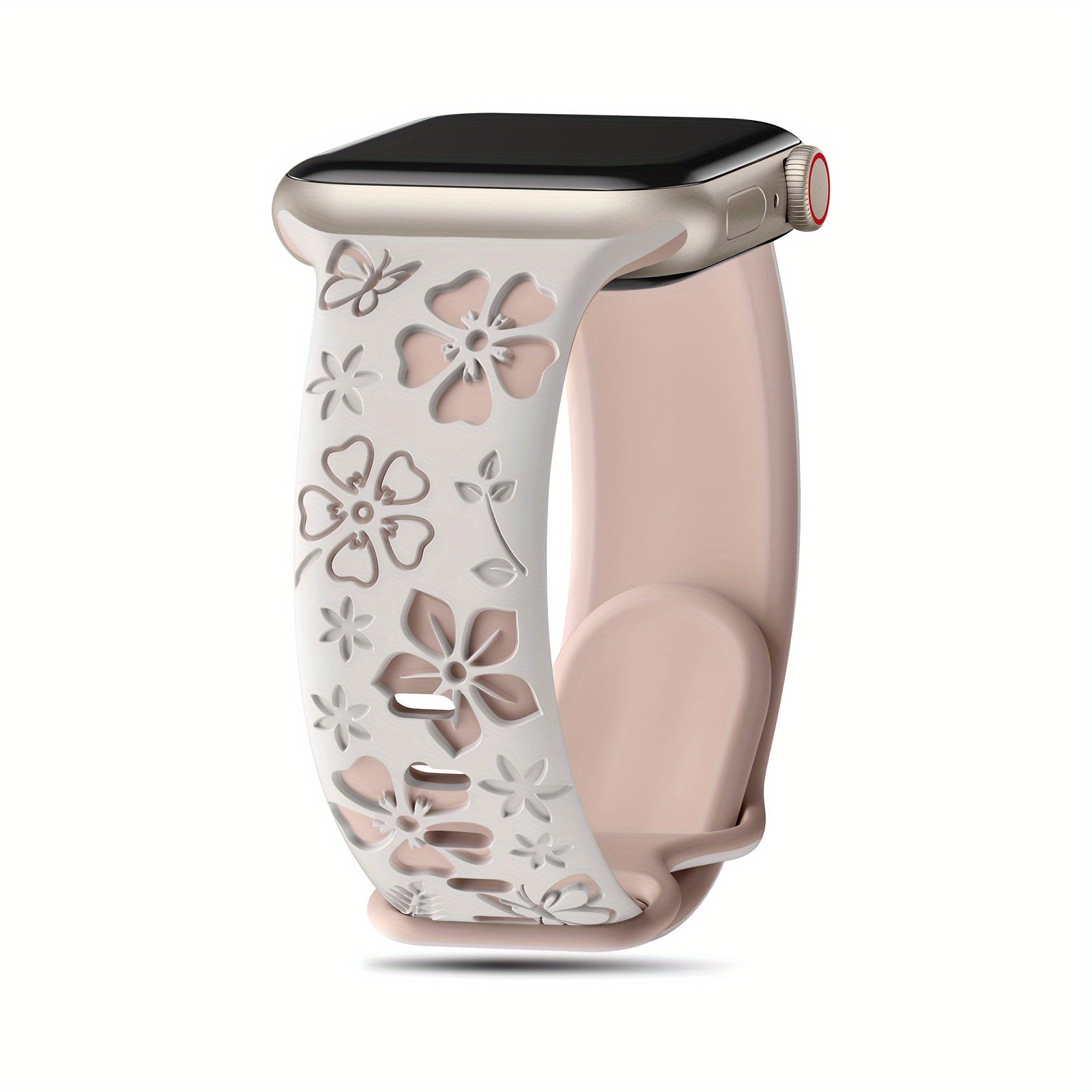 Women’s Two-Tone Floral Silicone Smartwatch Band Compatible with Apple Watch Series 9 to SE