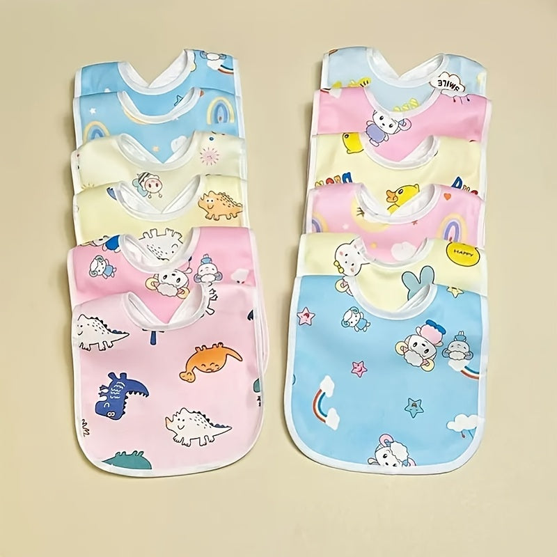 6 Pieces Baby Velvet Waterproof Bibs with Cartoon Designs for Toddlers