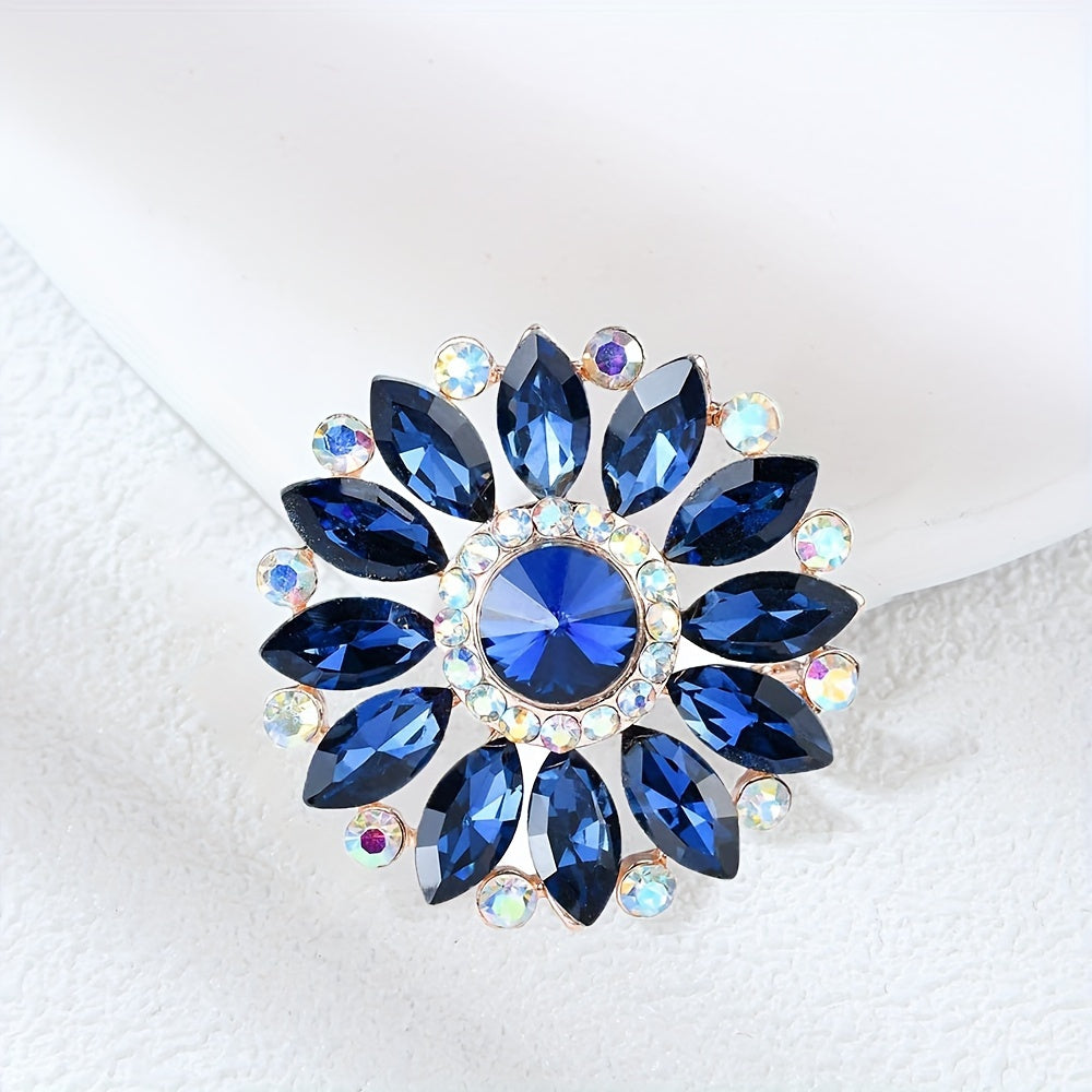 Rhinestone Brooch Pin with Colorful Flower Design for Men and Women Elegant Jewelry